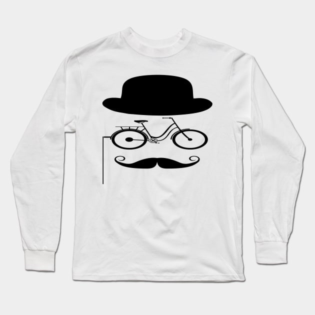 Man Bicycle Monocle Moustache Long Sleeve T-Shirt by naturebabylon